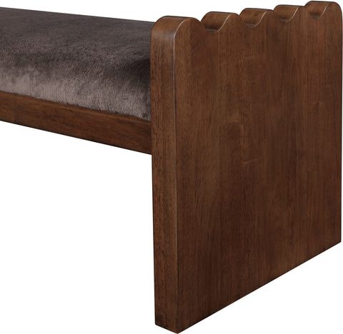 Kellan Brown Velour Fur Fabric Upholstered Bench, 1 Piece (Style 2)
