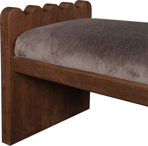 Kellan Brown Velour Fur Fabric Upholstered Bench, 1 Piece (Style 2)