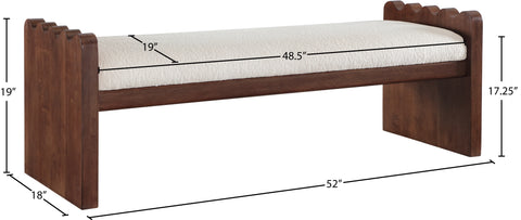 Kellan Cream Velour Fur Fabric Upholstered Bench, 1 Piece (Style 3)