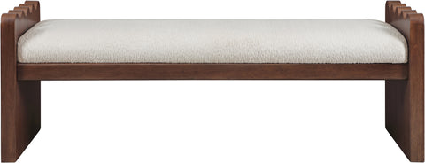 Kellan Cream Velour Fur Fabric Upholstered Bench, 1 Piece (Style 3)