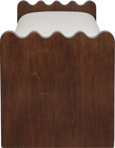 Kellan Cream Velour Fur Fabric Upholstered Bench, 1 Piece (Style 3)