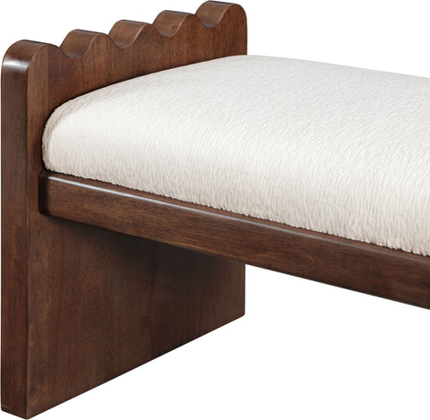 Kellan Cream Velour Fur Fabric Upholstered Bench, 1 Piece (Style 3)