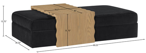 Sloane Black Velvet Upholstered Coffee Table/Ottoman, 1 Piece