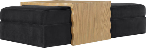 Sloane Black Velvet Upholstered Coffee Table/Ottoman, 1 Piece