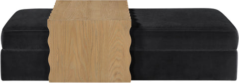 Sloane Black Velvet Upholstered Coffee Table/Ottoman, 1 Piece