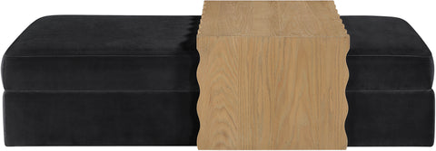 Sloane Black Velvet Upholstered Coffee Table/Ottoman, 1 Piece