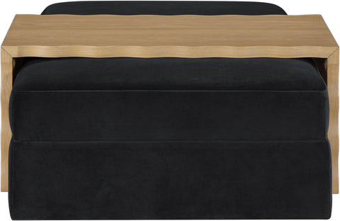 Sloane Black Velvet Upholstered Coffee Table/Ottoman, 1 Piece