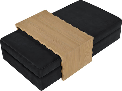 Sloane Black Velvet Upholstered Coffee Table/Ottoman, 1 Piece