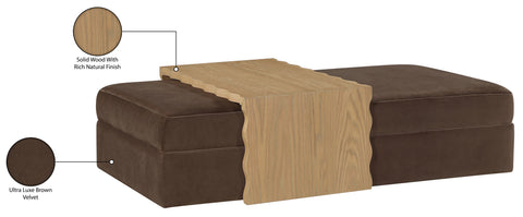 Sloane Brown Velvet Upholstered Coffee Table/Ottoman, 1 Piece