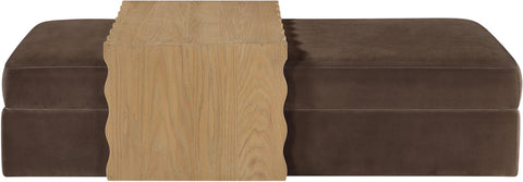 Sloane Brown Velvet Upholstered Coffee Table/Ottoman, 1 Piece