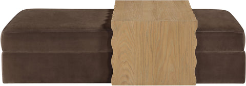 Sloane Brown Velvet Upholstered Coffee Table/Ottoman, 1 Piece