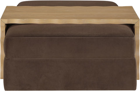 Sloane Brown Velvet Upholstered Coffee Table/Ottoman, 1 Piece