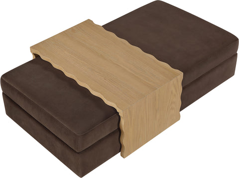 Sloane Brown Velvet Upholstered Coffee Table/Ottoman, 1 Piece