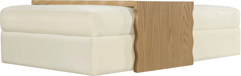 Sloane Cream Velvet Upholstered Coffee Table/Ottoman, 1 Piece
