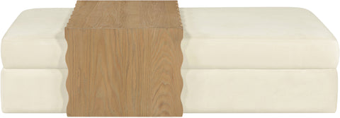Sloane Cream Velvet Upholstered Coffee Table/Ottoman, 1 Piece