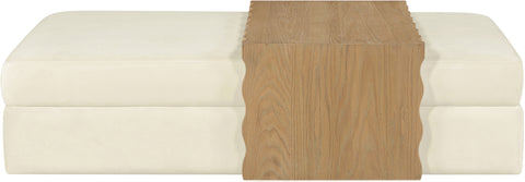 Sloane Cream Velvet Upholstered Coffee Table/Ottoman, 1 Piece
