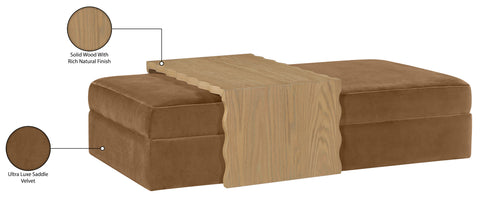 Sloane Saddle Velvet Upholstered Coffee Table/Ottoman, 1 Piece