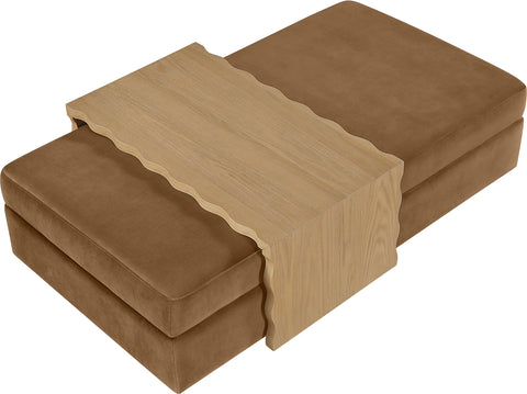 Sloane Saddle Velvet Upholstered Coffee Table/Ottoman, 1 Piece