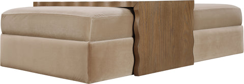 Sloane Beige Velvet Upholstered Coffee Table/Ottoman, 1 Piece