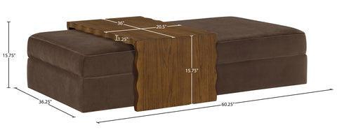 Sloane Brown Velvet Upholstered Coffee Table/Ottoman, 1 Piece (Style 2)