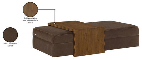 Sloane Brown Velvet Upholstered Coffee Table/Ottoman, 1 Piece (Style 2)