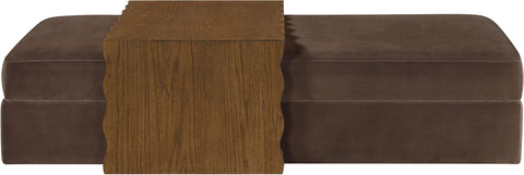 Sloane Brown Velvet Upholstered Coffee Table/Ottoman, 1 Piece (Style 2)
