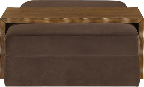 Sloane Brown Velvet Upholstered Coffee Table/Ottoman, 1 Piece (Style 2)