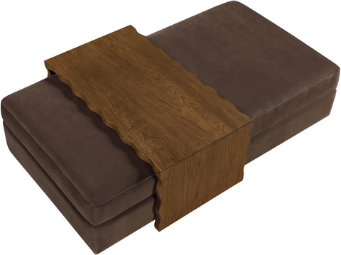 Sloane Brown Velvet Upholstered Coffee Table/Ottoman, 1 Piece (Style 2)