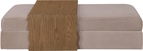 Sloane Taupe Velvet Upholstered Coffee Table/Ottoman, 1 Piece