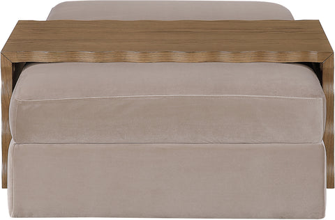 Sloane Taupe Velvet Upholstered Coffee Table/Ottoman, 1 Piece