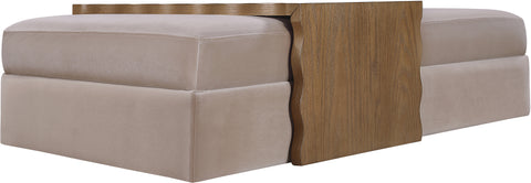 Sloane Taupe Velvet Upholstered Coffee Table/Ottoman, 1 Piece