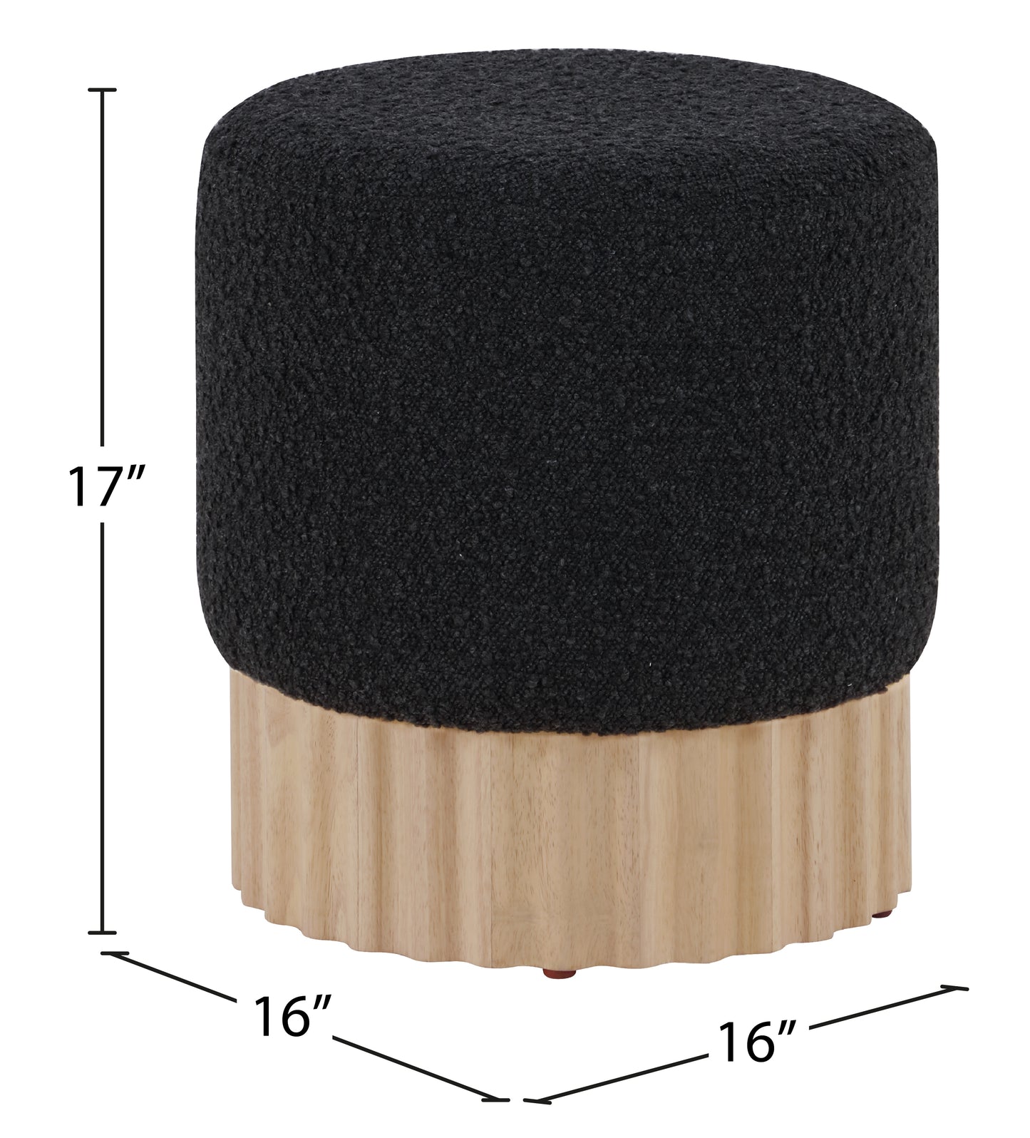 fiora black boucle fabric ottoman/stool