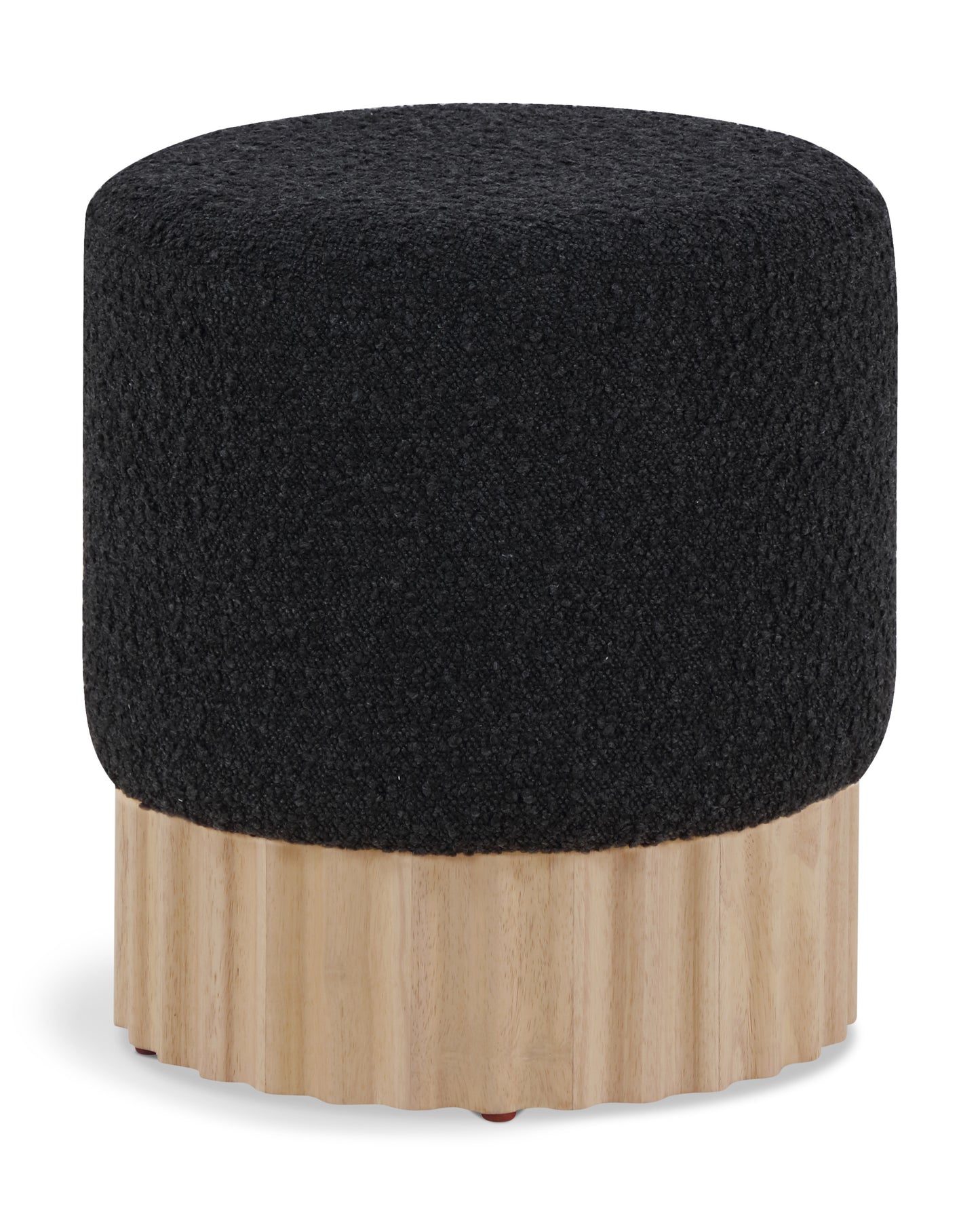 fiora black boucle fabric ottoman/stool