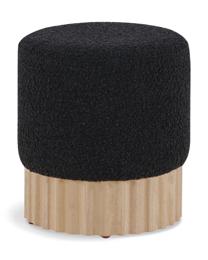 Fiora Black Boucle Fabric Ottoman/Stool