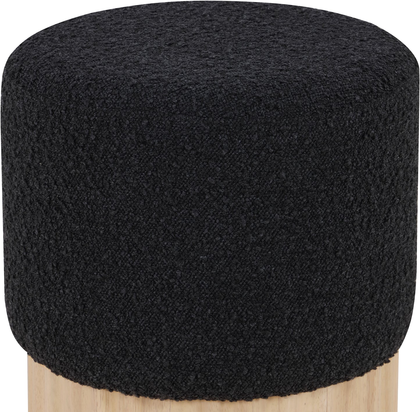 fiora black boucle fabric ottoman/stool