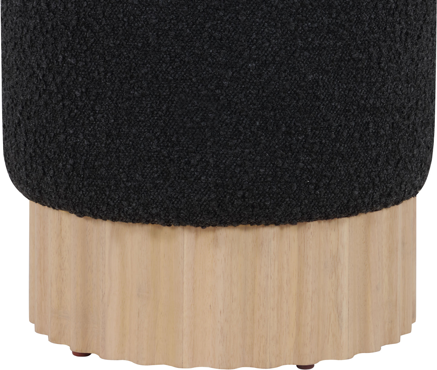 fiora black boucle fabric ottoman/stool