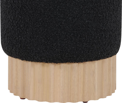 Fiora Black Boucle Fabric Ottoman/Stool