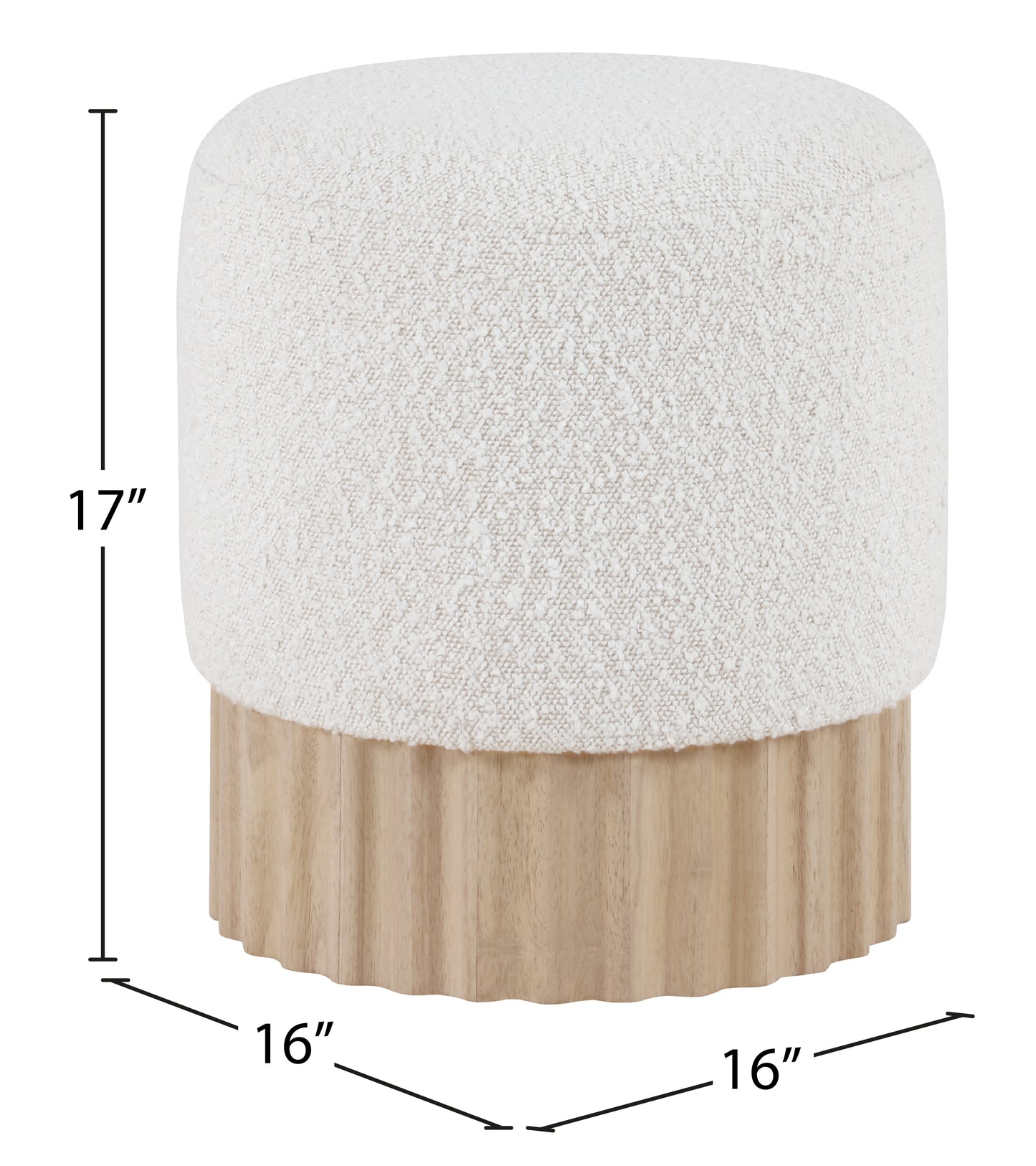 zaire cream boucle fabric ottoman/stool cream