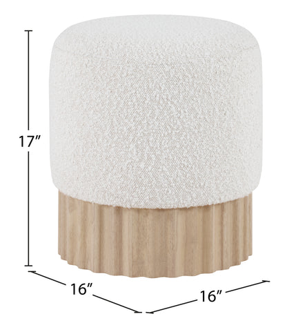 Zaire Cream Boucle Fabric Ottoman/Stool Cream