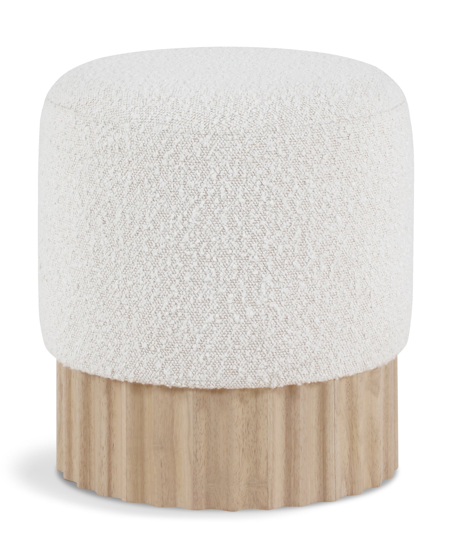 fiora cream boucle fabric ottoman/stool