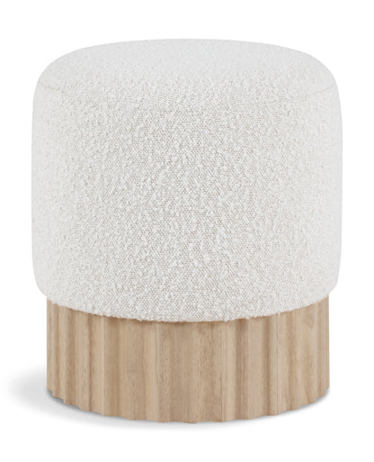 Fiora Cream Boucle Fabric Ottoman/Stool