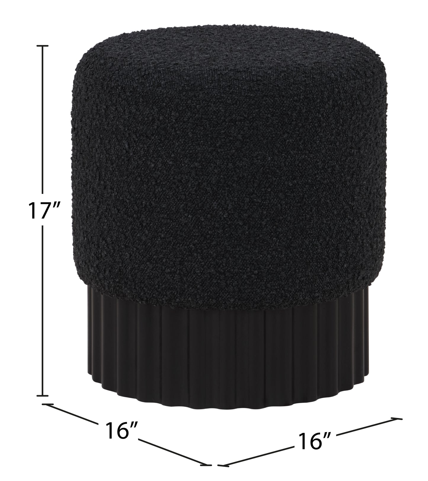 zaire black boucle fabric ottoman/stool black