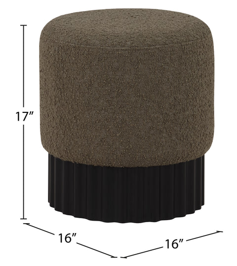 Zaire Olive Boucle Fabric Ottoman/Stool Olive