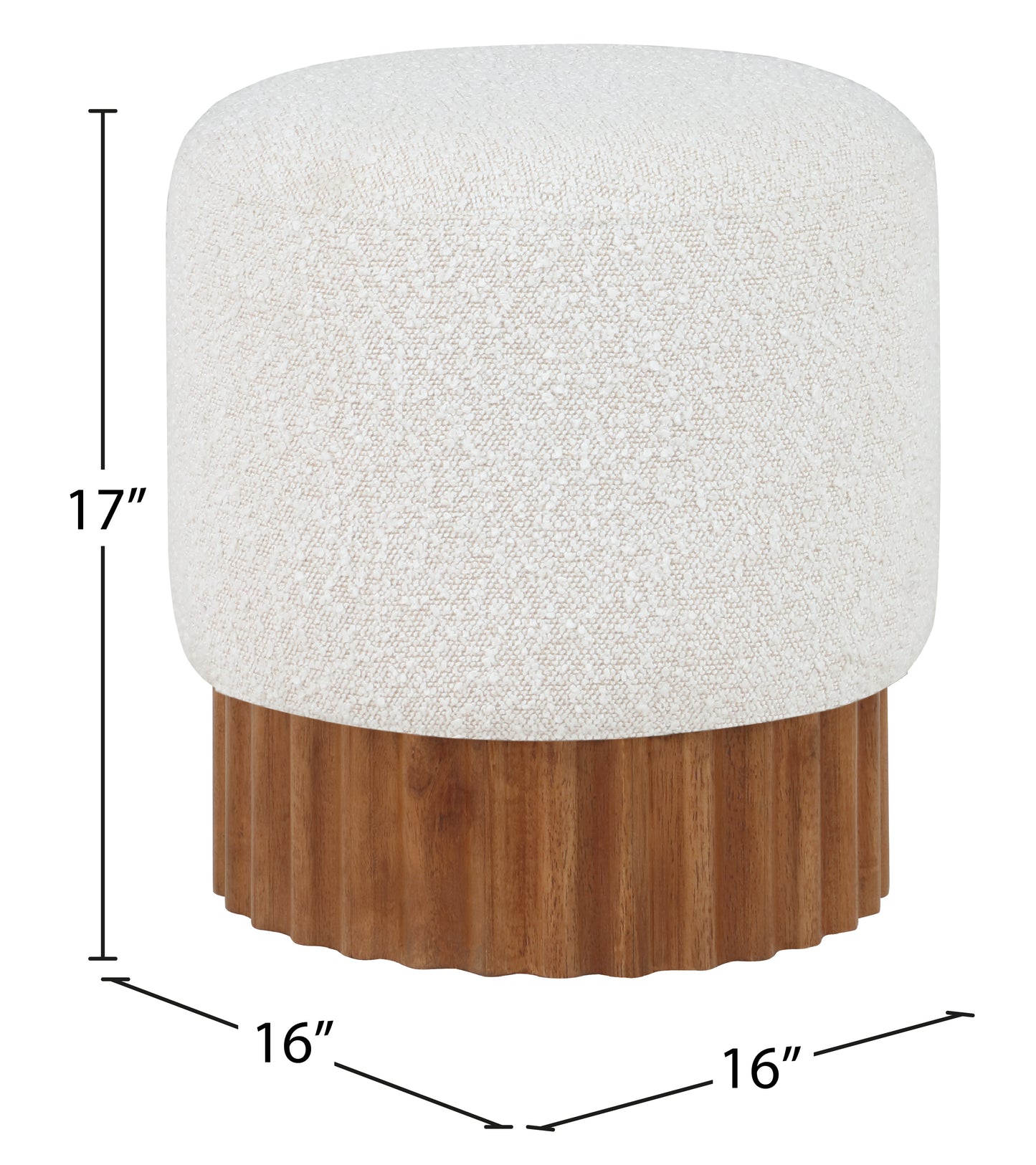 zaire cream boucle fabric ottoman/stool cream