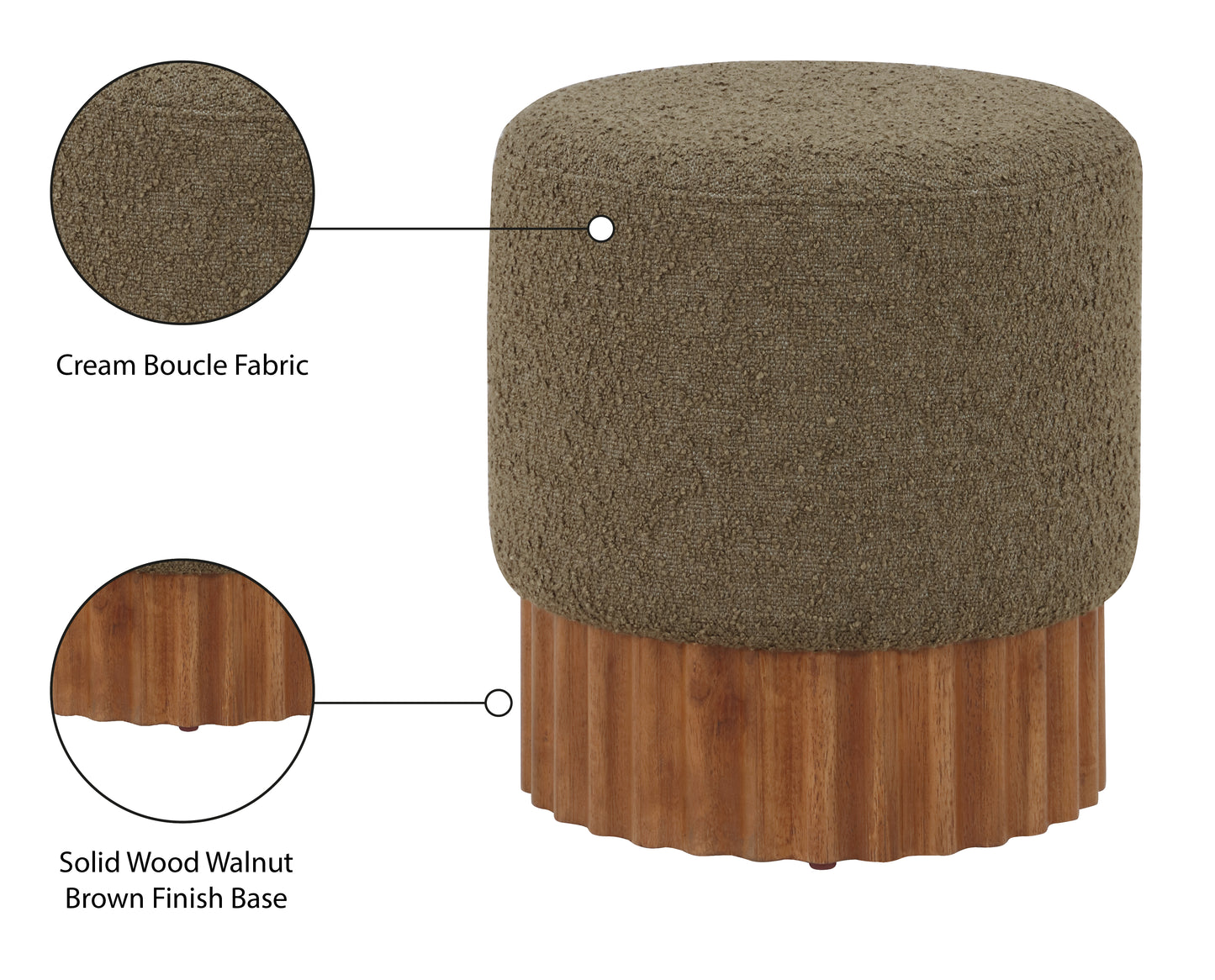 zaire olive boucle fabric ottoman/stool olive