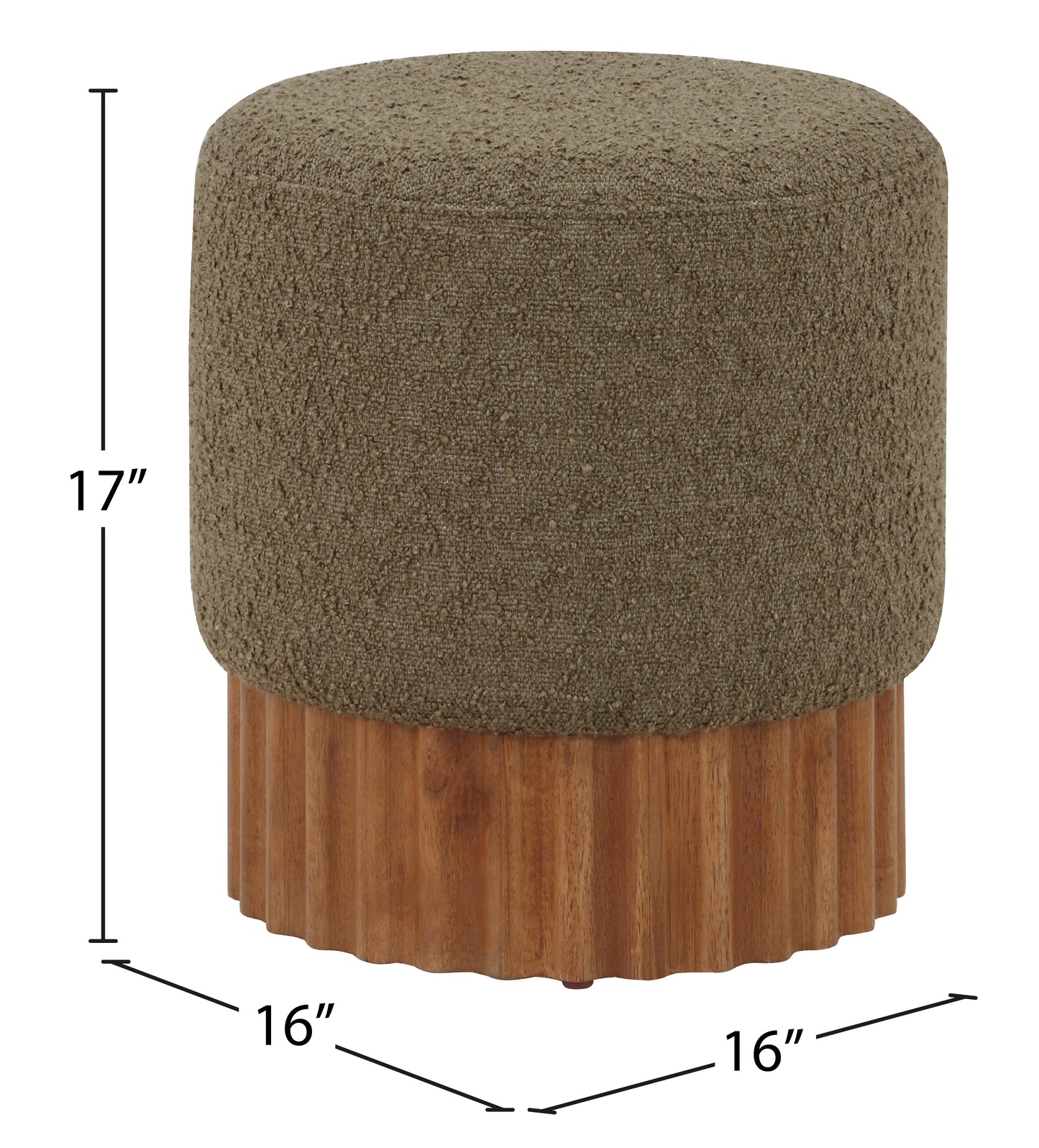zaire olive boucle fabric ottoman/stool olive