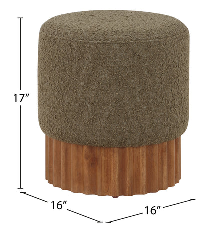 Zaire Olive Boucle Fabric Ottoman/Stool Olive