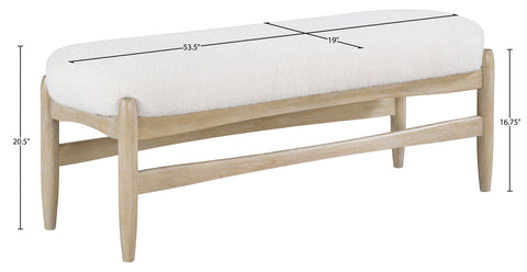 Nova Cream Faux Sheepskin Upholstered Bench, 1 Piece