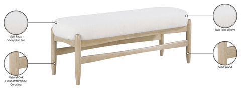 Nova Cream Faux Sheepskin Upholstered Bench, 1 Piece