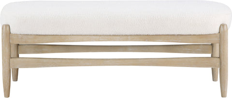 Nova Cream Faux Sheepskin Upholstered Bench, 1 Piece
